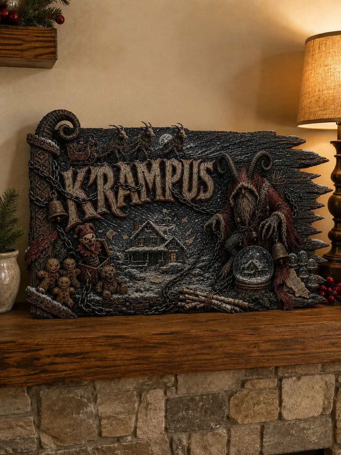 🎄 Christmas Krampus 3D Flag Wall Decor