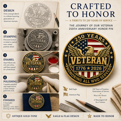 Veterans Day Sale - Veteran 250th Anniversary 3D Honor Pin