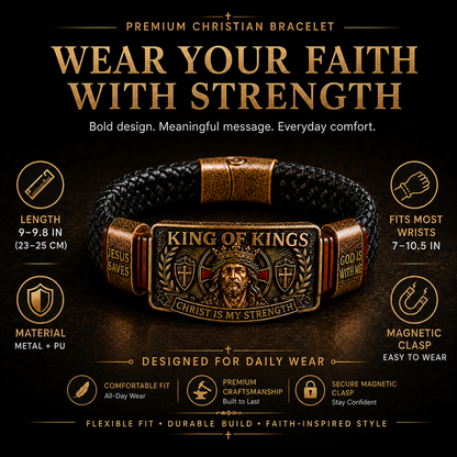 ✝️ King of Kings Faith Bracelet – Adjustable Christian Wristband Gift