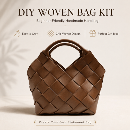 👜🧵DIY Woven Leather Bag Sewing Kit – Beginner-Friendly Handmade Handbag Kit