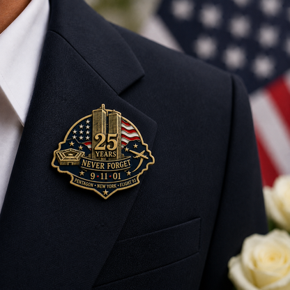 🕯️ 9/11 "New York • Pentagon • Flight 93" 25th Anniversary Remembrance Pin