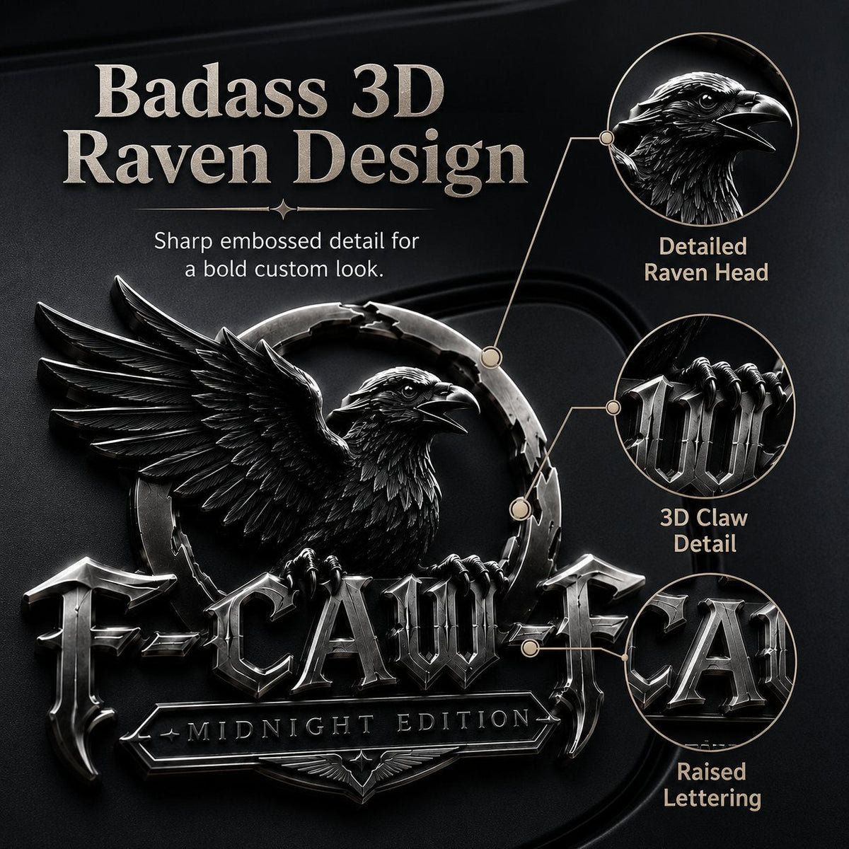 🦅 F-CAW-F "Midnight Edition" Metal Emblem - Premium Attitude Decal