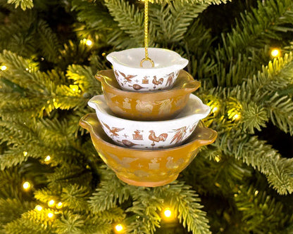 Miniature Cinderella Bowl Stack Ornament - Retro Kitchen Christmas Decor