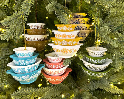 Miniature Cinderella Bowl Stack Ornament - Retro Kitchen Christmas Decor