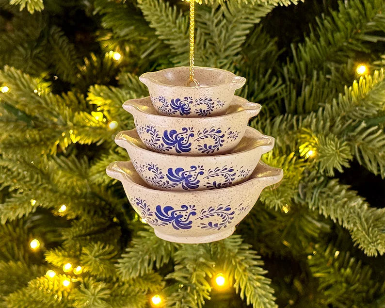 Miniature Cinderella Bowl Stack Ornament - Retro Kitchen Christmas Decor