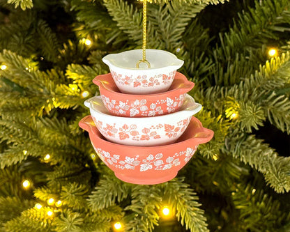 Miniature Cinderella Bowl Stack Ornament - Retro Kitchen Christmas Decor